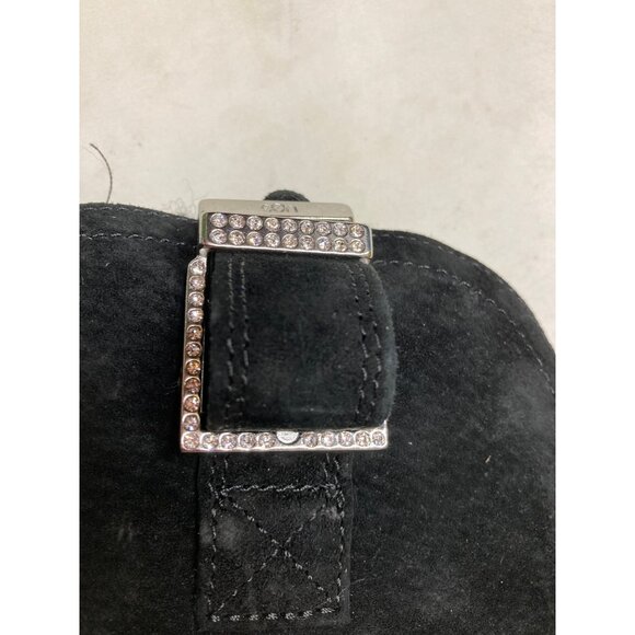 UGG Remora Buckle Crystal Bling Black Suede Fur Short Boots Size 5 US Women New - Picture 6 of 6